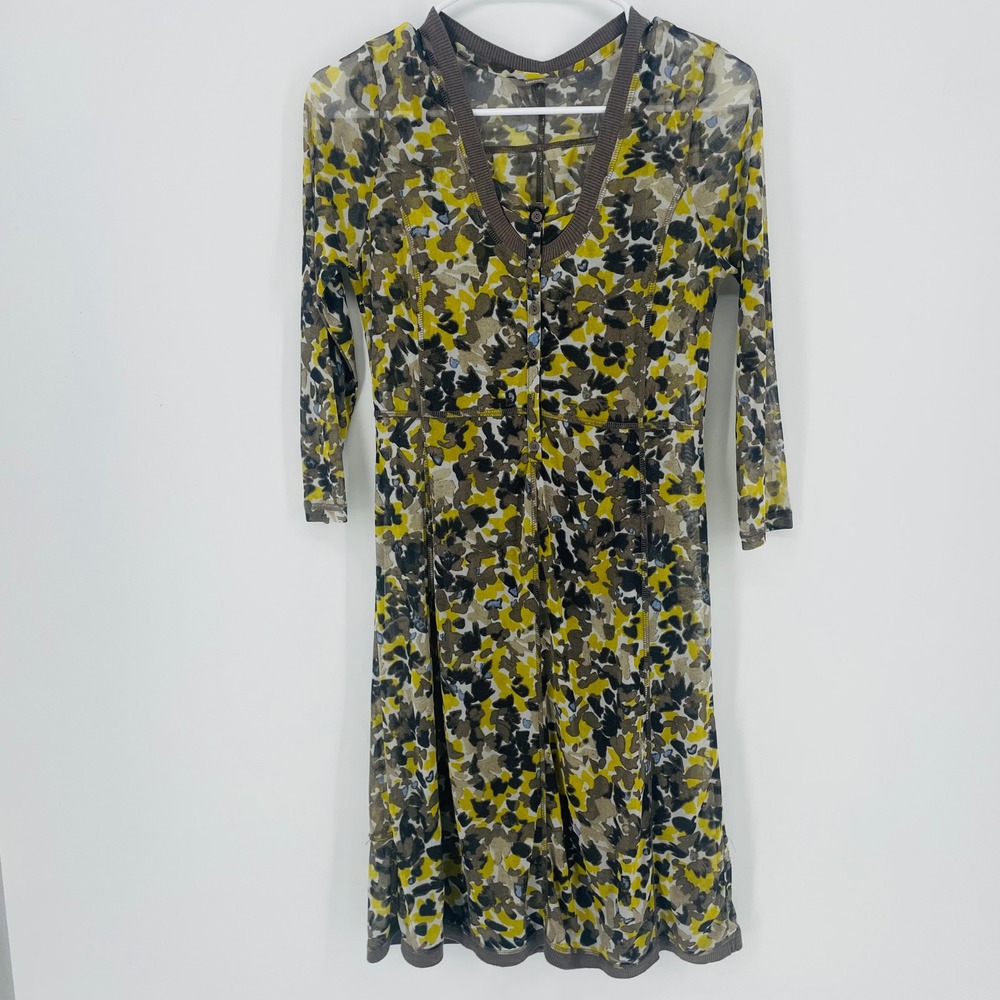 Sandwich Abstract Floral Print Sheer Mesh Button Front‎ Dress size XS Lined